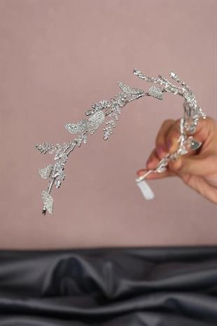 Yaprak Desenli Taşlı Gelin Saç Aksesuarı