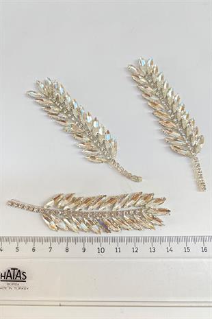 Yaprak Desenli Ütüyle Yapışan Parlak Taşlı Aplik 