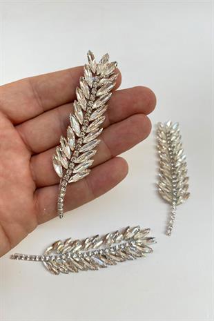 Yaprak Desenli Ütüyle Yapışan Parlak Taşlı Aplik 