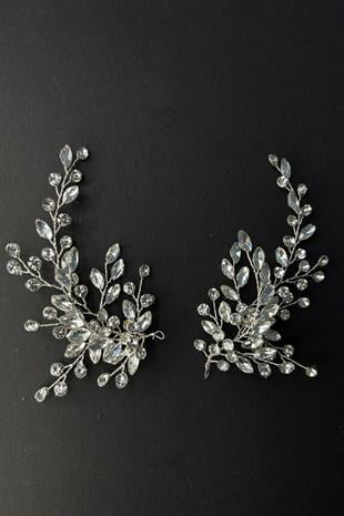 Yaprak Model 2 Li Gelin Saç Ve Türban Aksesuarı