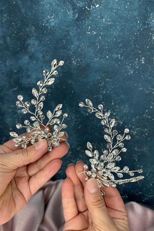 Yaprak Model 2 Li Gelin Saç Ve Türban Aksesuarı