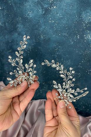 Yaprak Model 2 Li Gelin Saç Ve Türban Aksesuarı