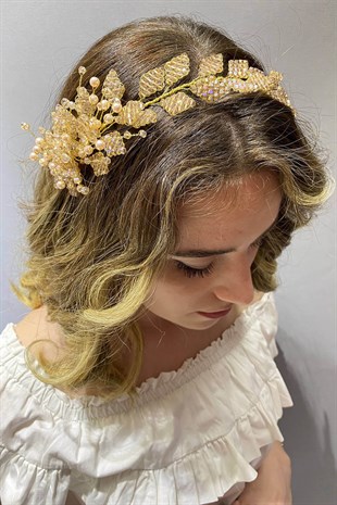 Yaprak Model Boncuklu Saç ve Türban Aksesuarı