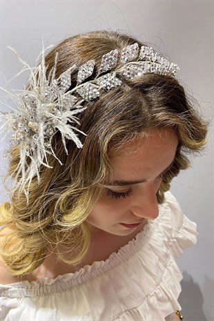 Yaprak Model Boncuklu Saç ve Türban Aksesuarı