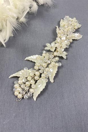 إكسسوارات شعر الزفاف والحجاب المطرزة بأوراق الشجر والكريستال