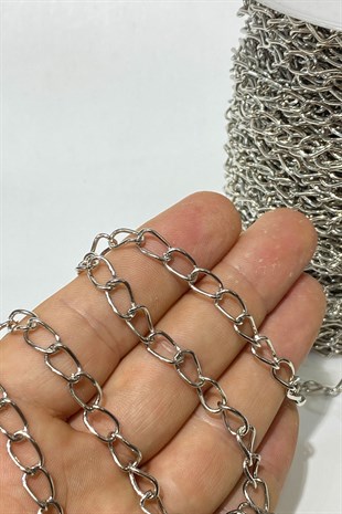 Yassı Kalın Gümüş Zincir Aksesuar 1 mt