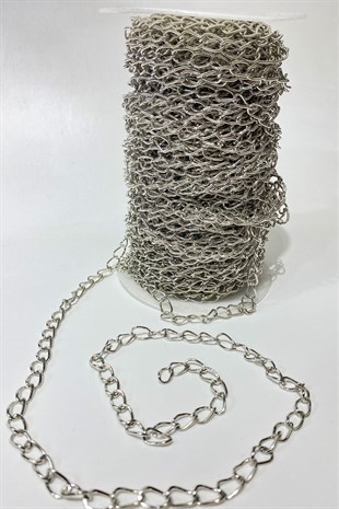 Yassı Kalın Gümüş Zincir Aksesuar 1 mt