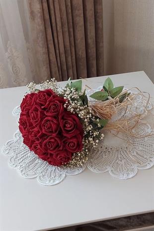 Yeni Sezon Gelin Çiçeği Ve Damat Yaka Çiçeği! Kadife Kırmızı Gül Demeti! Nişan Düğün Buketi