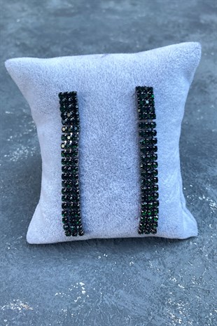 Yeşil 3 Sıra Sallantılı Abiye Küpe