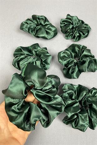Yeşil 6 Lı Saten Saç Lastik Toka Seti