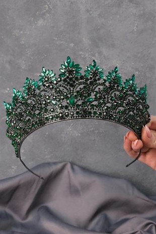 Green Angelina High Stone Bridal Henna Crown