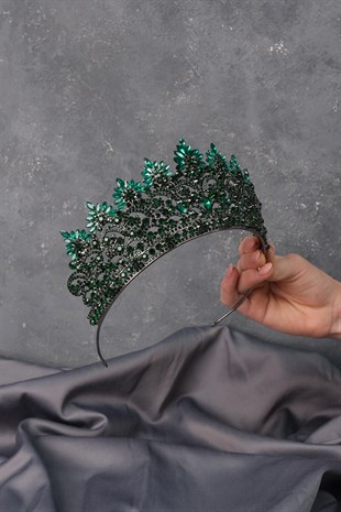 Green Angelina High Stone Bridal Henna Crown