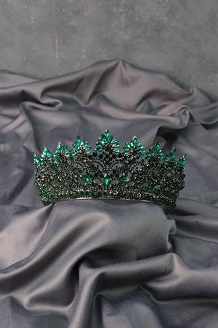 Green Angelina High Stone Bridal Henna Crown
