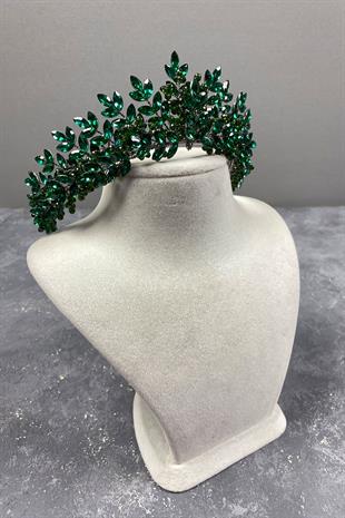 Green Original Bead Embroidered Bridal Henna Tiara
