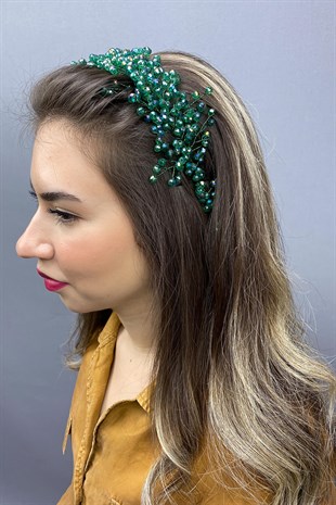 Green Asian Crystal Bridal Hair Accessory