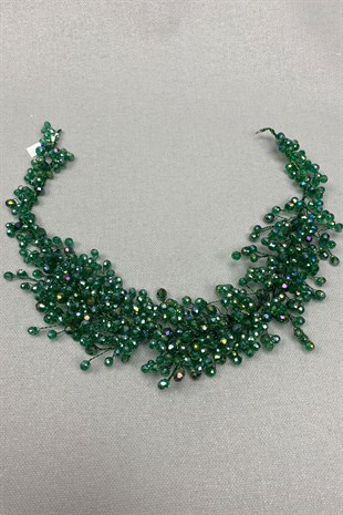 Green Asian Crystal Bridal Hair Accessory