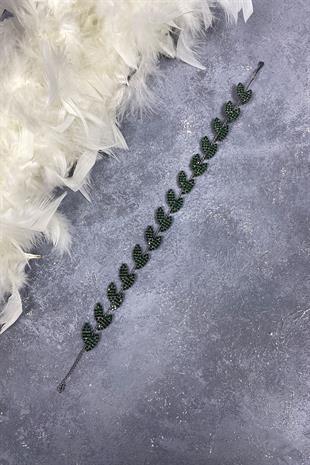 Green Bella Leaf Headband Bridal Accessory