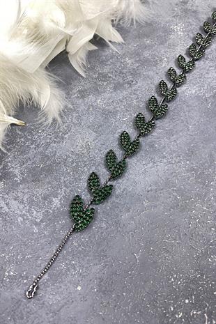 Green Bella Leaf Headband Bridal Accessory