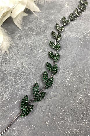 Green Bella Leaf Headband Bridal Accessory