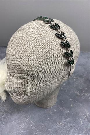 Green Bella Leaf Headband Bridal Accessory