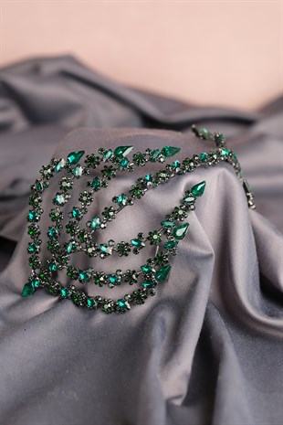 Green Double Sided Helen Hair Accessory Bridal Crown