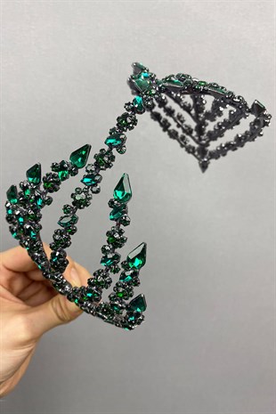 Green Double Sided Helen Hair Accessory Bridal Crown