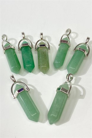 Yeşil Çivi Akik Doğal Taş Kolye Ucu 1 Adet