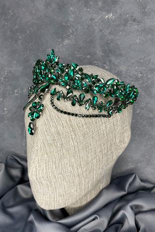 Green Dali Headband Dangle Bridal Henna Crown Hair Accessory