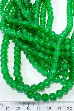 Yeşil Desenli Dizi Cam Boncuk 8 mm