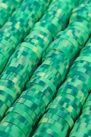 Yeşil Desenli Fimo Hamur Boncuk 6 mm