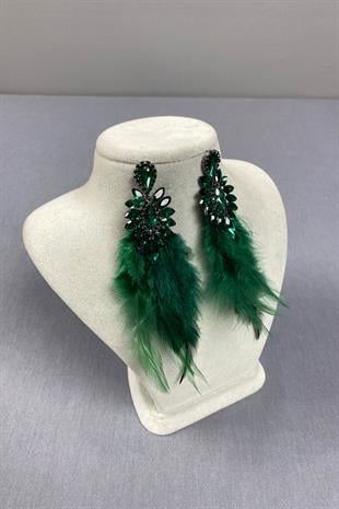 Green Most Stylish Feather Special Invitation Prom Wedding Evening Dress Earrings