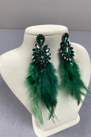 Green Most Stylish Feather Special Invitation Prom Wedding Evening Dress Earrings