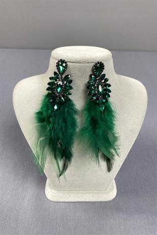 Green Most Stylish Feather Special Invitation Prom Wedding Evening Dress Earrings