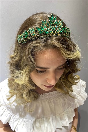 Yeşil Gold Berlin Model Gelin Kına Tacı