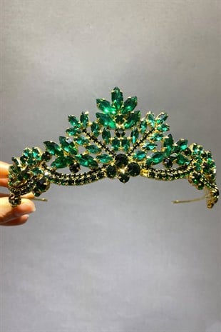 Yeşil Gold Berlin Model Gelin Kına Tacı