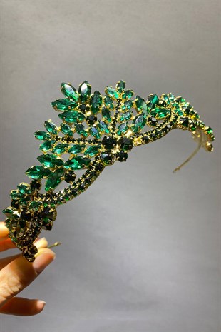 Yeşil Gold Berlin Model Gelin Kına Tacı