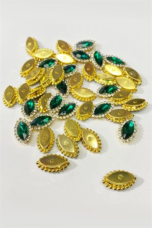 Yeşil  Gold Kasalı Mekik Dikme Taş 10 Adet