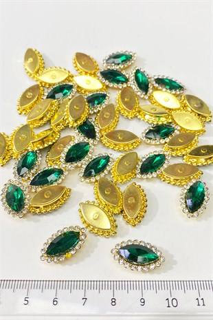 Yeşil  Gold Kasalı Mekik Dikme Taş 10 Adet