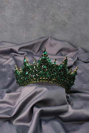 Green Gold Paris High Dense Beaded Bridal Henna Tiara