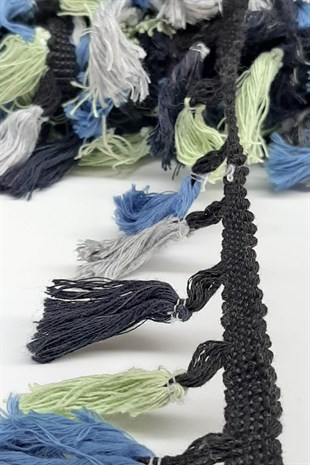 Yeşil Gri Siyah Pamuk Saçak Püskül