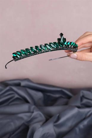 Green Thin Shuttle Stone Bridal Henna Crown