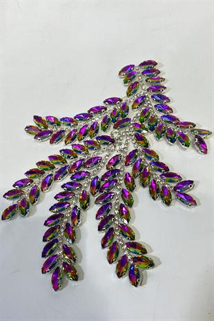 إكسسوار فستان سهرة مزين بحجر شاتل باللون الأخضر من جانجان