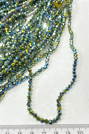 Yeşil Kaplama Pramit Dizi Kristal Boncuk 4 mm