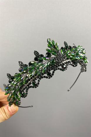 Green Lena Crystal Beaded Bridal Henna Tiara