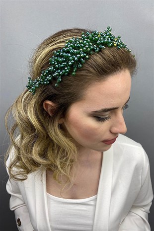 Green Lisa Model Bride Henna Crown