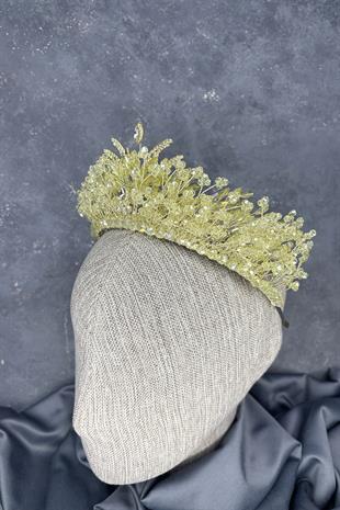 Green Livan Beaded Bridal Henna Crown Hair Accessory