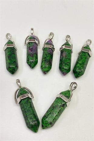 Green Matte Nails Natural Stone Pendant 1 Pcs