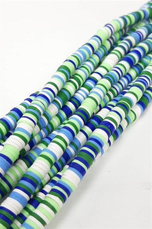 Yeşil Mavili Fimo Hamur Boncuk 6 mm