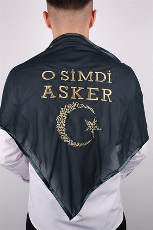 Yeşil O Şimdi Asker Sim Ay Yıldızlı Nakışlı Asker Örtü Şal