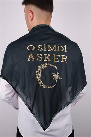 Yeşil O Şimdi Asker Sim Ay Yıldızlı Nakışlı Asker Örtü Şal